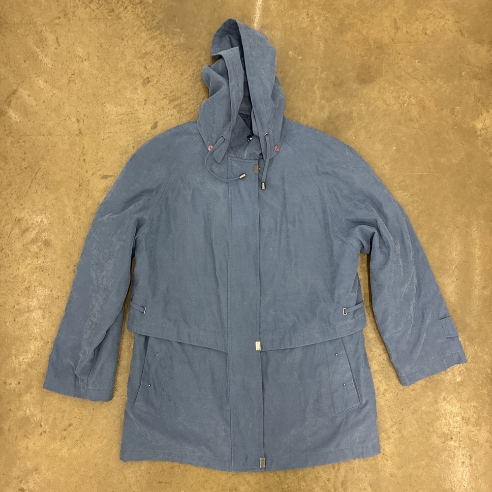 Izzi Outerwear Women's Coat Jacket Size Medium M Full Zip Detachable Hood Blue
